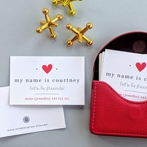 Girl Playdate Calling Card Kid Contact Card Kindergarten Playdate Card Elementary Kid Back to School Kid Contact Card Play Date Contact Info