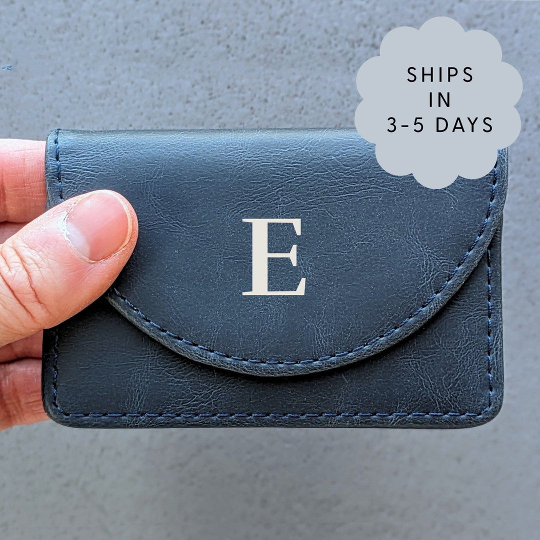 Business Card Carrying Case Navy Blue Small Case for Credit Card Wallet