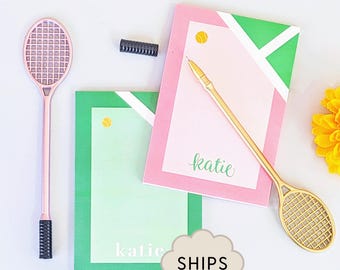 Tennis Pen Tennis Favor Women Coach Gift Racquet Pen Novelty Gift Tennis Related Gift Pink Stationery Tennis Player Gift Idea Tennis Themed