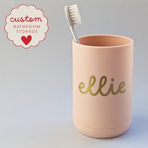 Porte-brosse à dents personnalisé pour salle de bain, porte-dentifrice pour enfant, porte-brosse à dents de comptoir personnalisé, incassable, décoration de salle de bain pour tout-petit
