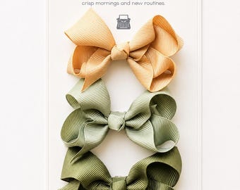 Back to School Hair Bow Set Girl Fall Tones Hair Clip School Hair Bow Toddler  Alligator Clip Grosgrain Bow Set Kid Autumn Hair Accessories