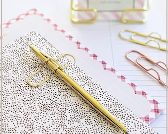 Paper Clip Pen Holder Shiny Gold Pen Clip Journal Desk Decor Gold Office Gift Stationery Gold Desk Organizer Steel Pen Clip Notebook