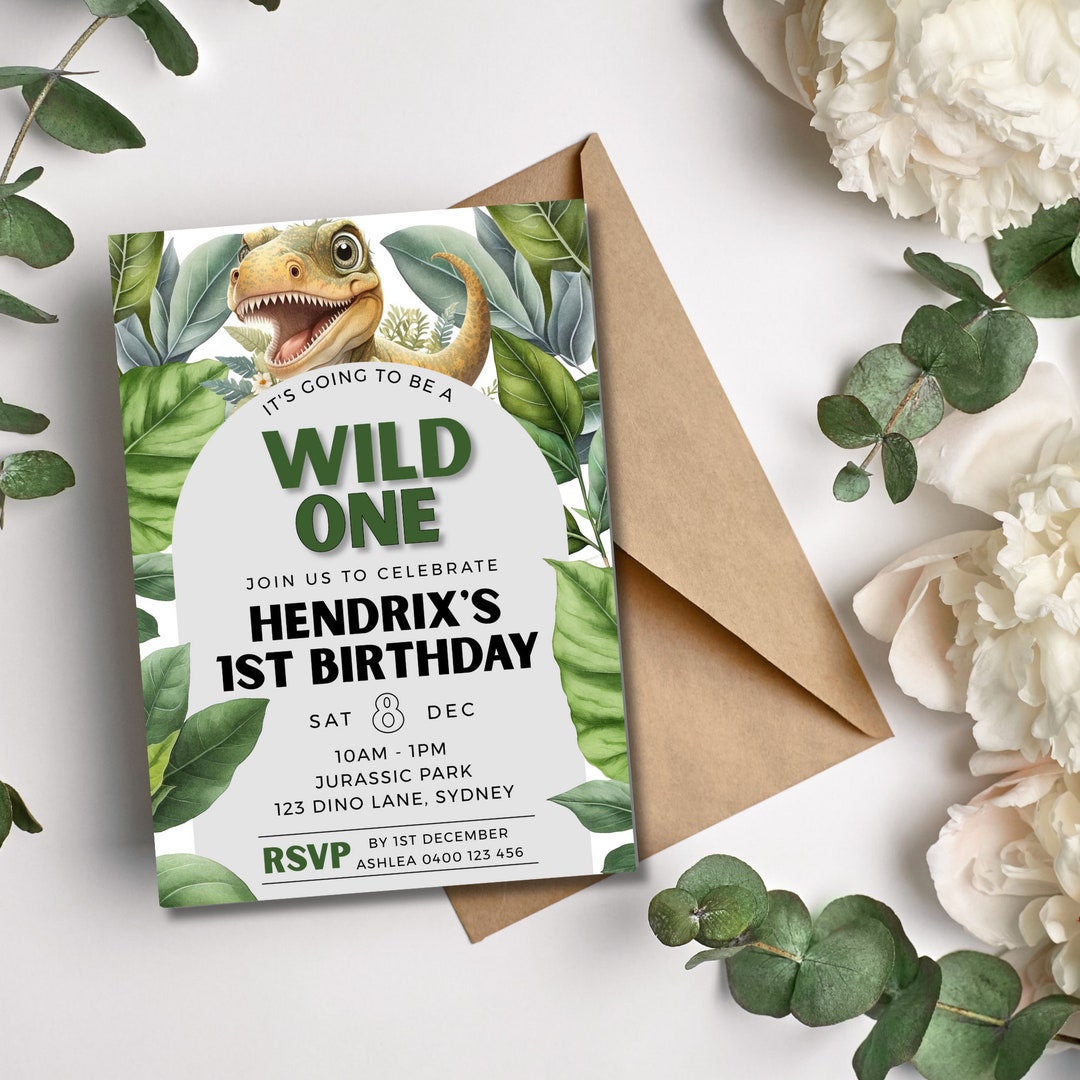 Dino 1st Birthday Invitation - Etsy