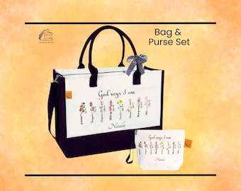 Personalized Christian Canvas Tote Bag: Bible Verse Gift