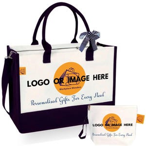 Back & Front Custom Logo Tote Bag, Personalized Business Name and Logo, Canvas Tote Bag, Gift For Her, Tote Bag For Work, Business Stuff Bag
