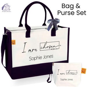 Personalized Christian Canvas Tote Bag: Scripture Bible Verse, Religious Gift