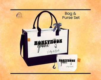 Custom Honeymoon Canvas Tote Bag: Personalized Beach Travel Gift