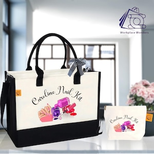 Personalized Nail Technician Tote Bag, Custom Manicure Kit Tote Nail Tech Gift, Manicurist Salon Kit Bag, Nail Beautician Bag, Nail Care Bag