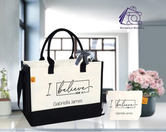 Personalized Christian Tote Bag: Bible Verse Faith Gift