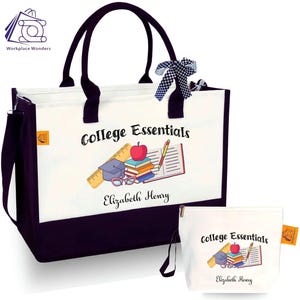 Sac personnalisé pour collège, sac fourre-tout d'école, cadeau pour étudiant, grand sac en toile pour école, sac fourre-tout universitaire pour fille, cartable personnalisé