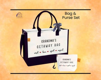 Personalised Grandma Tote Bag, Grandma's Getaway Bag, Nana Bag Grandma Gift Bag, Shopping Bag, Mothers Day Gift, Grandma Christmas Gift