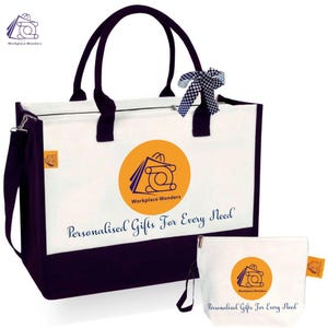 Sac fourre-tout avec logo personnalisé, Nom et logo d'entreprise personnalisés, Sac fourre-tout en toile personnalisé, Cadeau pour elle, Sac fourre-tout pour le travail, Sac d'affaires
