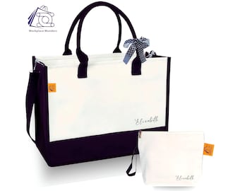 Oversized canvas draagtas met portemonnee: XL weekendtas, kantoortas, formele tas