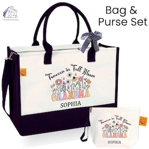 Personalised Grandma Tote Bag with Name, Floral Grandma Gift, Nana Mimi Gigi Tote, Custom Grandma Bag, Mother’s Day Gift for Her, Mum Gift