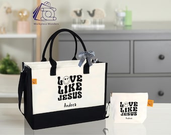 Liebe wie Jesus Tragetasche: Christliche Frauen Geschenk, personalisierte Canvas Tragetasche
