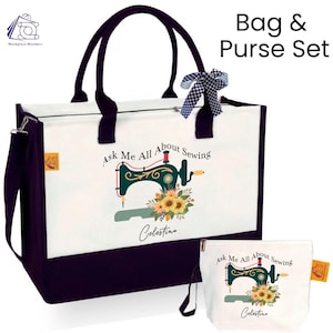 Personalisierte Nähtasche für Näher, Quilter & Handwerker, Vintage Nähmaschine Tasche mit Namen, Geschenk für Näherin, Quilt-Liebhaber