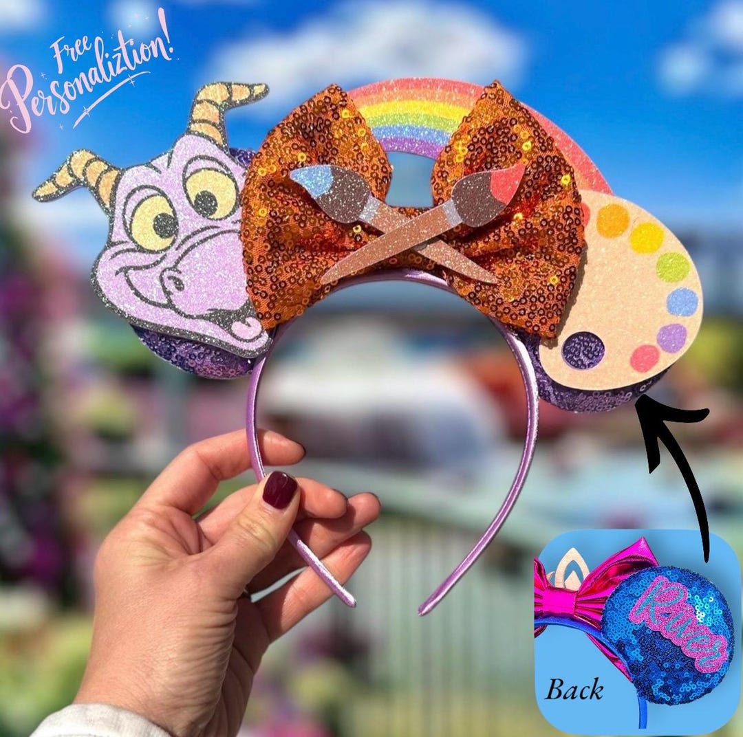 Disney Inspired Handmade FIGMENT with Sequins Bow- Minnie Ears Headband - NWOT Girl main image 2