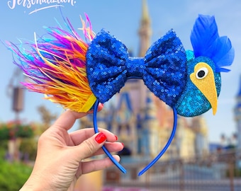 Custom Mickey Mouse Minnie Ears Disneyland Iridescent Blue Yellow Sequin Bow New Aqua Blue Sequined Minnie Ear Headband at Walt Disney  main image 4