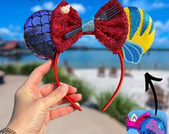 Little Mermaid Ears, Mickey Ears, Ariel Disney headband, Minnie Ears, Mouse Ears Headband, Disney Inspired ears, Little Mermaid Disney Ears