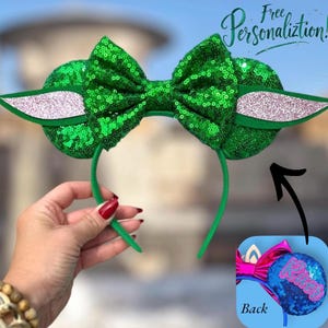 Grogu Inspired Sequin Minnie Ears: Star Wars Party Headband
