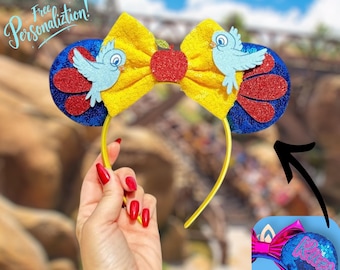 Snow White Ears, Disney Minnie Ears, Princess Mickey Ears, Minnie Ears, Mouse Ears Headband, Snow Inspired ears, Characters Ear