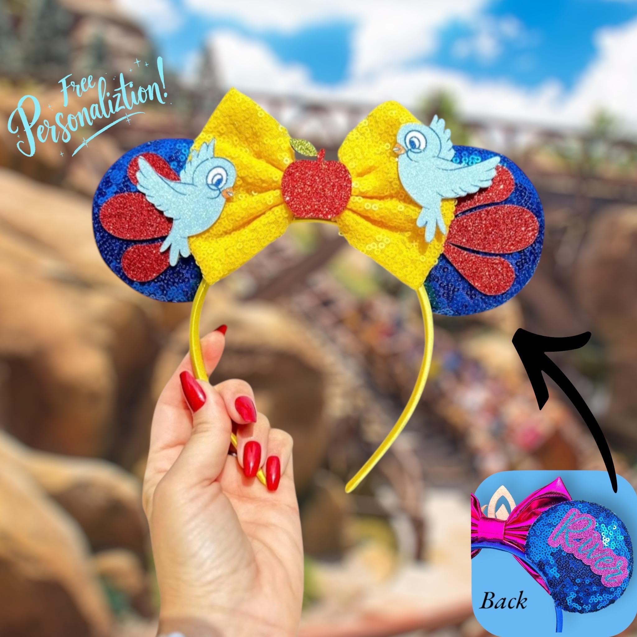 Snow White Minnie Ears: Sequin Bow Mouse Ears Headband - Etsy
