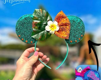 Moana Inspired Ears, Mickey Ears, Moana Mickey Ears, Minnie Ears, Mouse Ears Headband, Disney Inspired ears, Characters Ear, Party ears