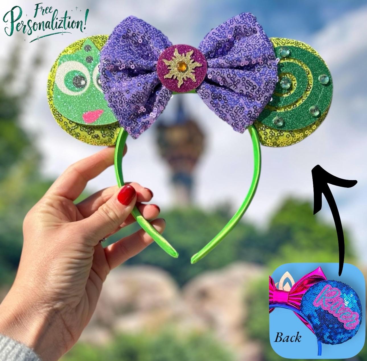 Disney Purple and Green Spellbound Headband Amazon.com: RAZKO Mouse Ears Headband, Sequin Maleficent  main image 3