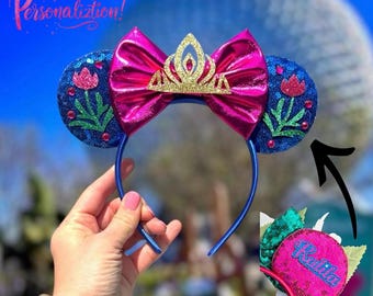 Anna Inspired Minnie Ears, Sequined Bow, Princess Headband