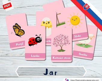 15 cartes-éclair de l'édition slovaque du printemps : éducatives Montessori, matériels pour le préscolaire et l'école à la maison, téléchargement immédiat, impression numérique, modifiable
