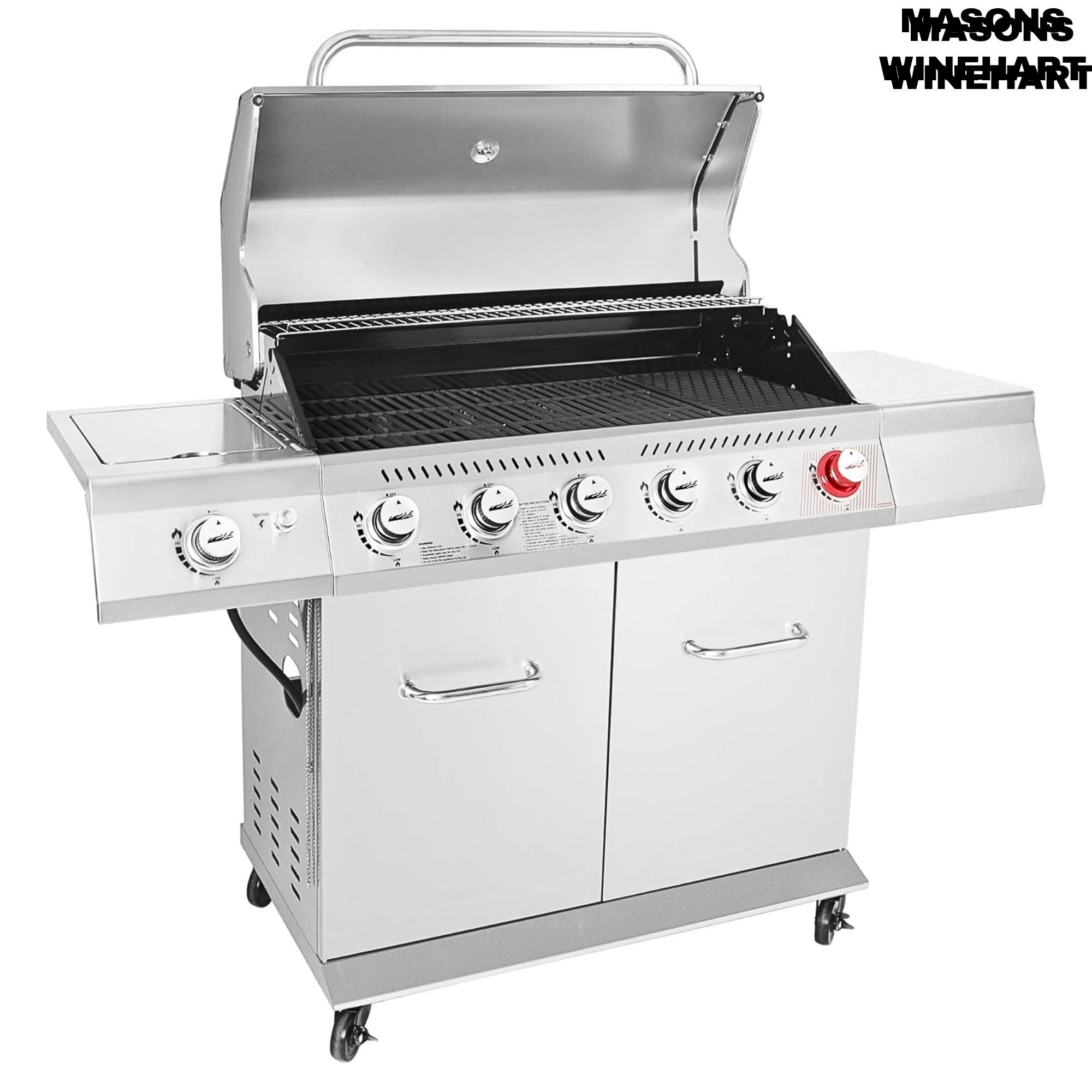 Stainless Steel Gas Grill, Premier 6burner Propane BBQ Grill With Sear
