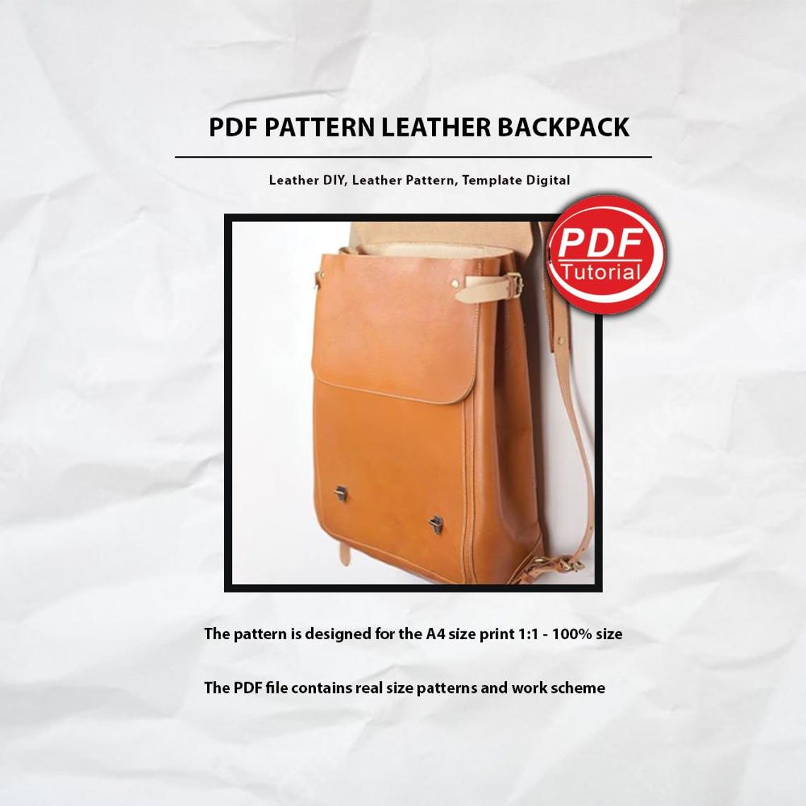 PDF Pattern Leather Backpack DIY Leather Backpack Template, Digital A4 ...