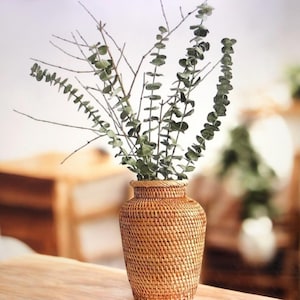 Rattan Flower Small Vase,Boho Rattan Decor Woven Vase,Wicker Vase Flower Arrangements Idea,Woven Vase Gift For Her,Farmhouse Home Decor