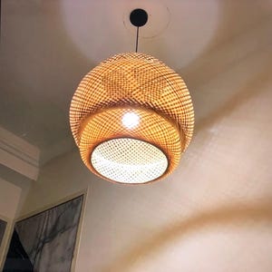 Bamboo Woven Pendant Light For Living Room,Bohemian Hanging Light,Natural Bamboo Ceiling Lamp For Dining Room,Bamboo Woven Lampshade