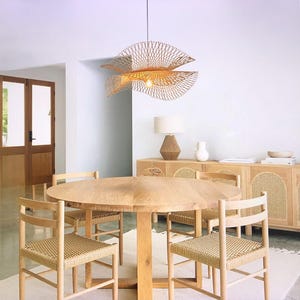 Minimalist Bamboo Woven Lampshade For Living Room,Wabi Sabi Art Bamboo Natural Pendant Light For Kitchen Island,Farmhouse Wicker Lampshade