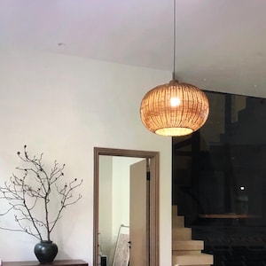 Natural Pendant Lighting For Kitchen Island,Wabi Sabi Hanging Pendant Light,Rattan Chandelier Living Room Decor,Rattan Ceiling Light Decor