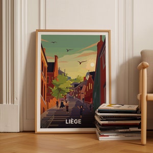 Liège Belgium Travel Poster, European Cityscape Wall Art, Home Decor, Office Decoration, Travel Gift Idea, C20-1505