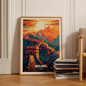 Peking Reise Poster, Retro China Wand Kunst, Asien inspirierte Wohnkultur, Trendige Stadtbild Kunstwerk, C20-510