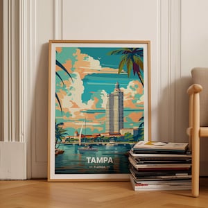 Tampa Beach Travel Poster, Florida City Wall Art, Home Decor, Gift for Travel Enthusiasts and Art Collectors, C20-1213