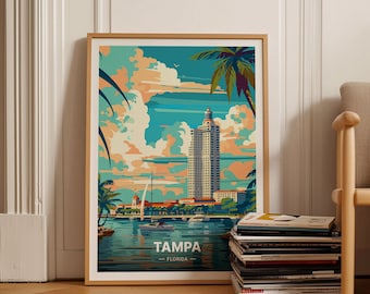 Tampa Florida Travel Poster, City Skyline Wall Art, C20-1213
