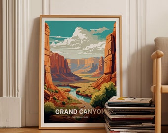 Grand Canyon Poster, National Park Travel Art, Arizona Landscape Wall Decor, Adventure Gift, C20-54