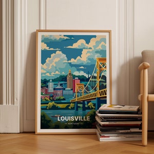 Póster de viaje de Louisville, Kentucky, arte moderno de mediados de siglo, decoración maximalista, arte mural para el hogar y la oficina, siglo XX-1017