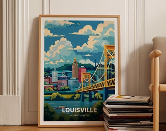 Louisville, Kentucky Travel Poster, Mid-Century Modern Art, Maximalist Decor, Home & Office Wall Art, C20-1017