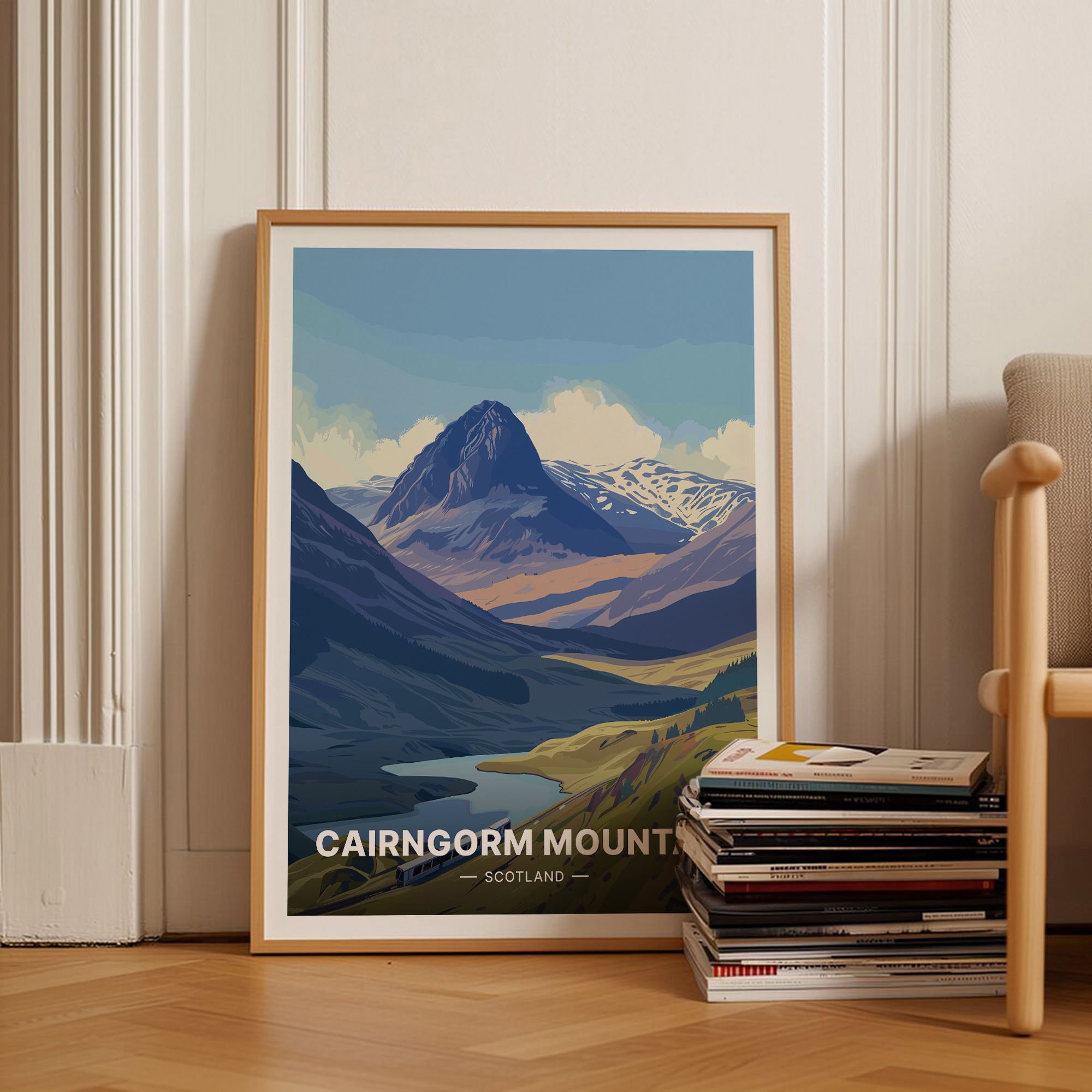 Cairngorm Mountain Travel Poster, Scotland Ski Resort Wall Art, Scottish Highlands Decor, Aviemore Cairngorms National, C20-1609