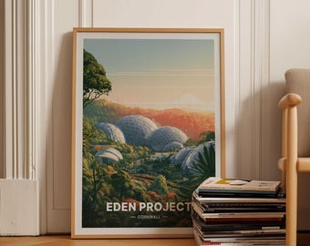 Eden Project Travel Poster, England Inspired Wall Art, Home & Office Decor, Art Lover Gift, Unique Travel Themed Artwork