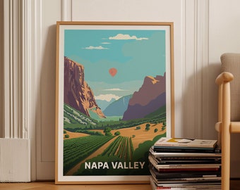 Napa Valley Vineyard Art Print, California Wine Country Travel Poster, C20-430