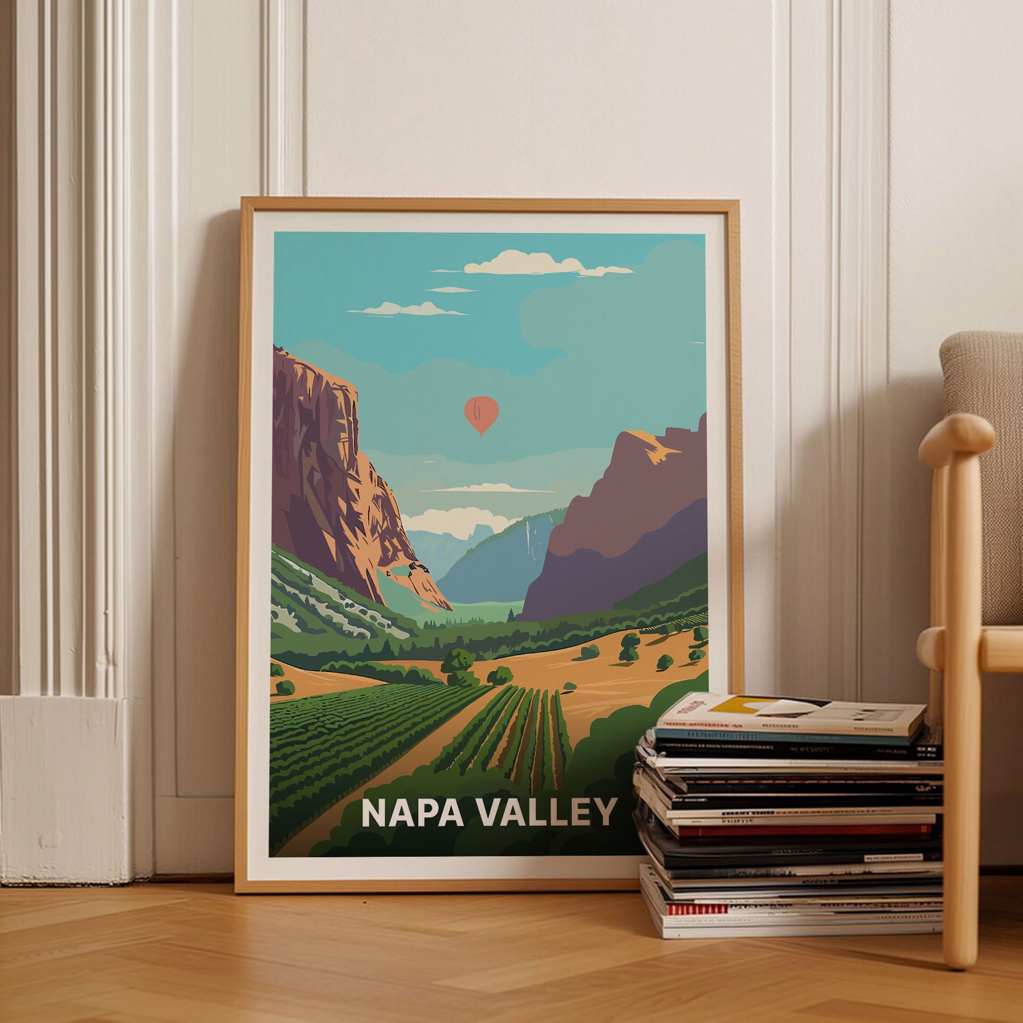 Napa Valley Vineyard Art Print, California Wine Country Travel