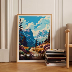 Pacific Crest Trail Poster, Scenic Travel Art, Hiking Trail Wall Decor, California Landscape, Gift for Wanderlust Enthusiasts, C20-1246