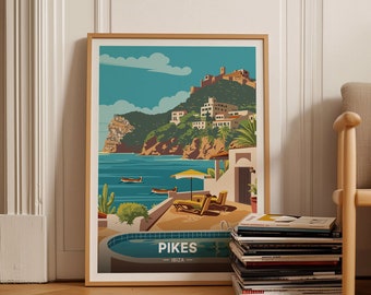 Ibiza Nightlife & Landmarks Travel Poster, Spain San Antonio Attractions, Iconic Club Scene Wall Art, C20-1341