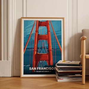 San Francisco Golden Gate Bridge Poster, Travel Wall Art, USA Cityscape, Home Decor, Wedding Gift Idea, C20-1821